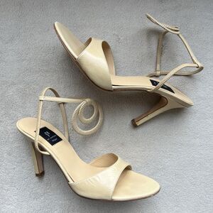 Di Sandro Bologna Neutral Tan Heeled Sandal EU 37.5 US 7-7.5 Italian Double Ring